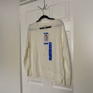 Lucky Brand Ivory V-Neck Lightweight Sweater